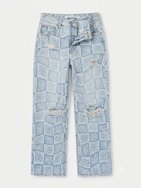 Tinseltown High Rise Distressed Wide Leg Jeans Checkerboard Only Love Peace 7
